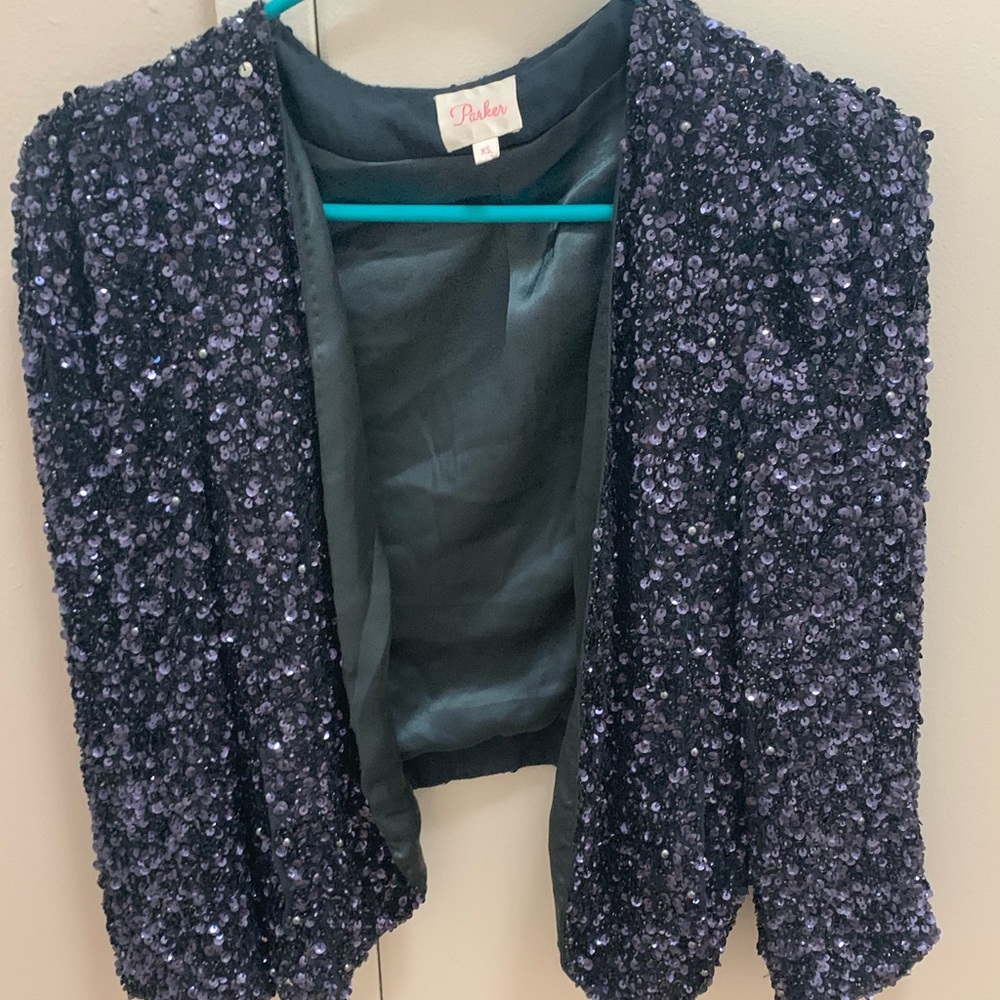 Parker blue sequin jacket size XS